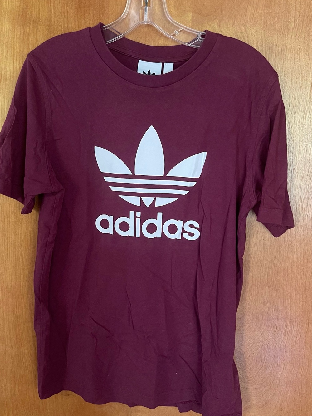 Woman’s adidas Short-Sleeve Trefoil Tee Burgundy with White Logo